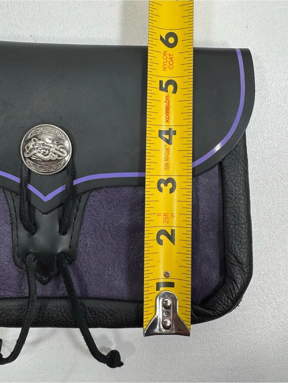 Renboots Black & Purple Leather Merchant Pouch Medieval Ren-Fest Cosplay Bag
